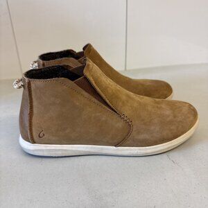 OLUKAI Women's Brown Leather Hawai‘iloa Manu Hope Pull-On Boots Size 8